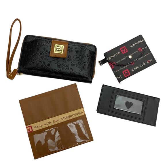 Stone Mountain Leather Blend Wallet Bundle ID Cardholder Engraved Floral Western - Picture 2 of 12
